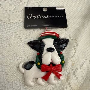 Black and White Dog Christmas Ornament NWT
